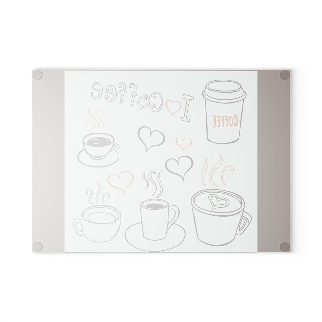 Coffee Lovers Glass Cutting Board, Kitchen Decor, Unique Gift, Foodie Gift, Coffee Station Organizer