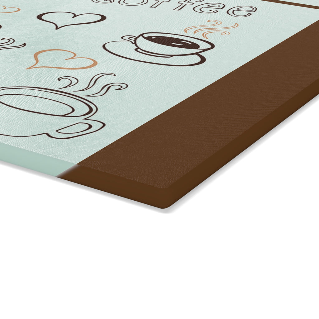Coffee Lovers Glass Cutting Board, Kitchen Decor, Unique Gift, Foodie Gift, Coffee Station Organizer
