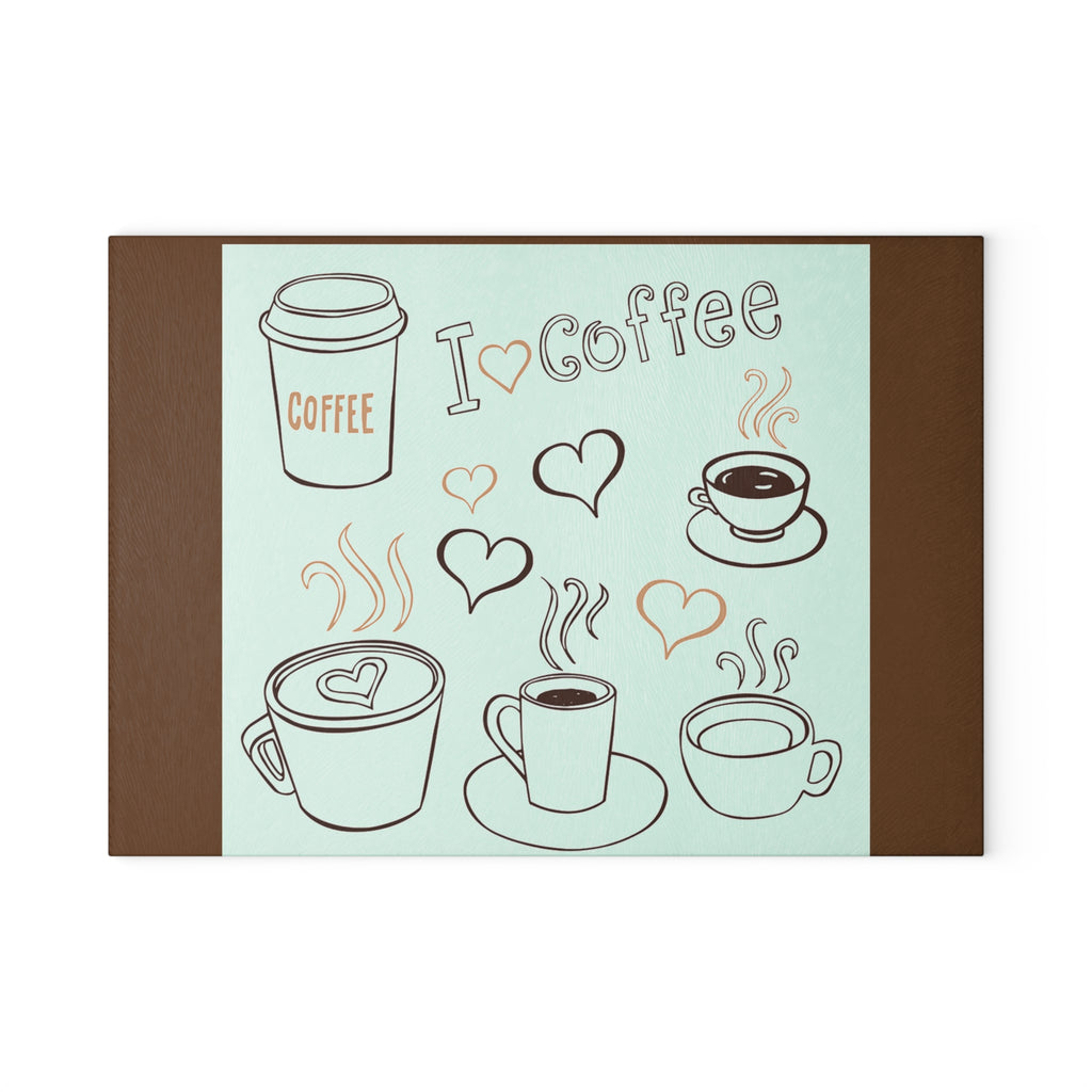 Coffee Lovers Glass Cutting Board, Kitchen Decor, Unique Gift, Foodie Gift, Coffee Station Organizer