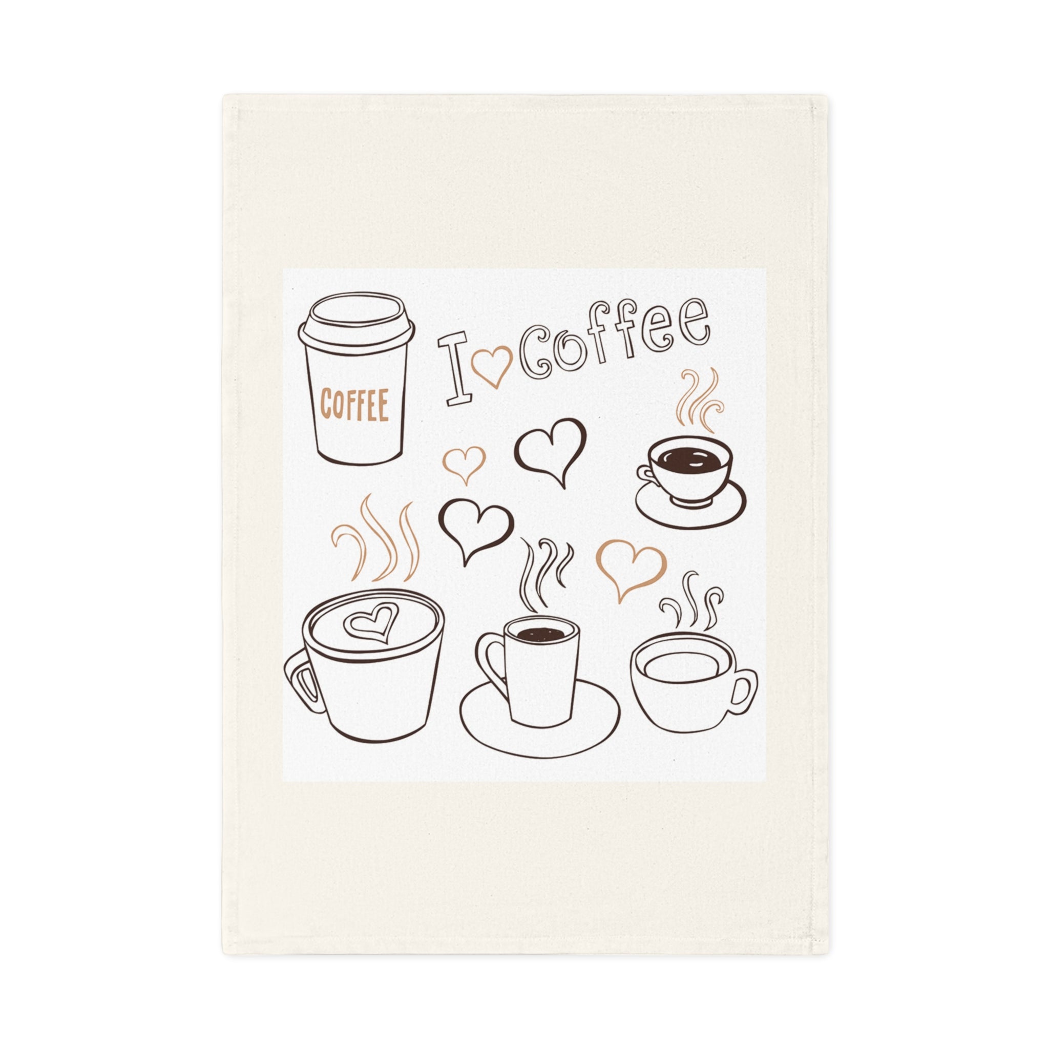 Coffee Lover's Cotton Tea Towel, Cute Kitchen Decor, Perfect Gift for Coffee Enthusiasts, Housewarming Present, I Love Coffee Design