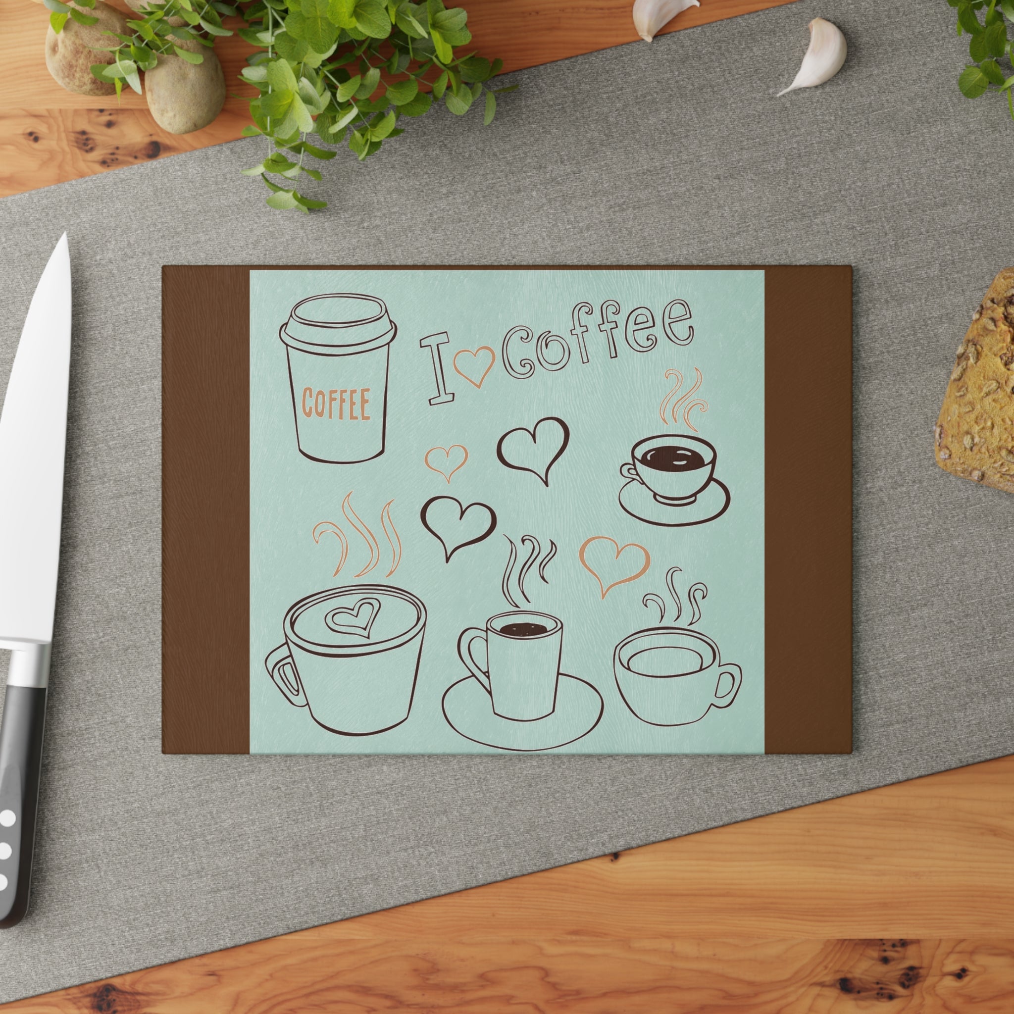Coffee Lovers Glass Cutting Board, Kitchen Decor, Unique Gift, Foodie Gift, Coffee Station Organizer