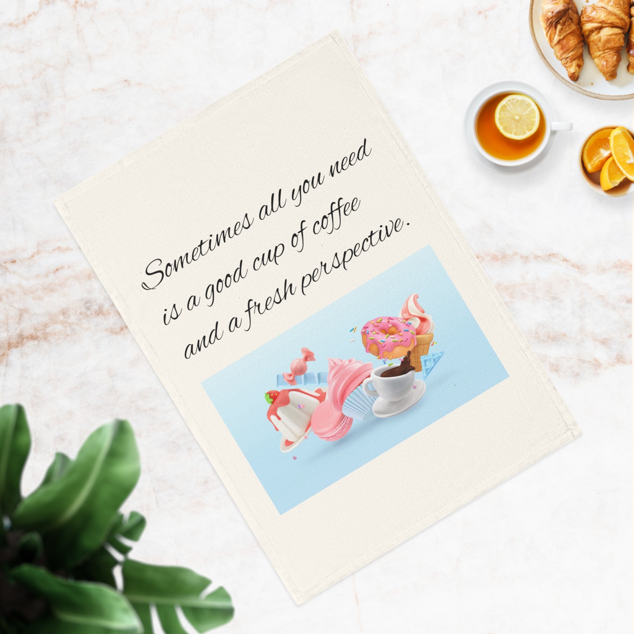 Charming Cotton Tea Towel, Perfect for Coffee Lovers, Kitchen Decor, Gift Idea for Hostess, Home and Living, Inspirational Design