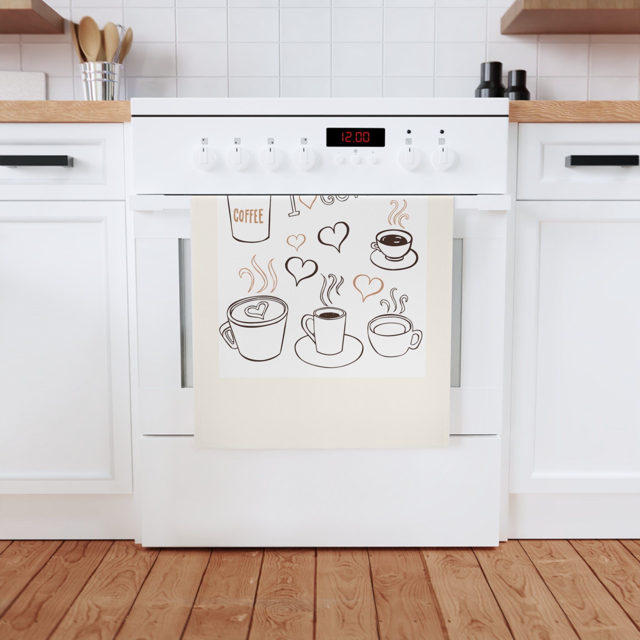 Coffee Lover's Cotton Tea Towel, Cute Kitchen Decor, Perfect Gift for Coffee Enthusiasts, Housewarming Present, I Love Coffee Design