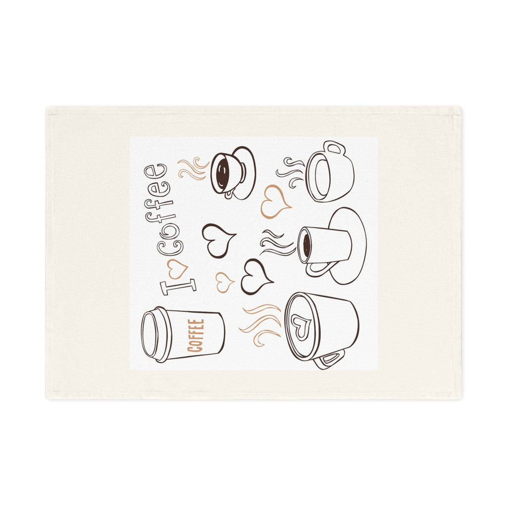 Coffee Lover's Cotton Tea Towel, Cute Kitchen Decor, Perfect Gift for Coffee Enthusiasts, Housewarming Present, I Love Coffee Design