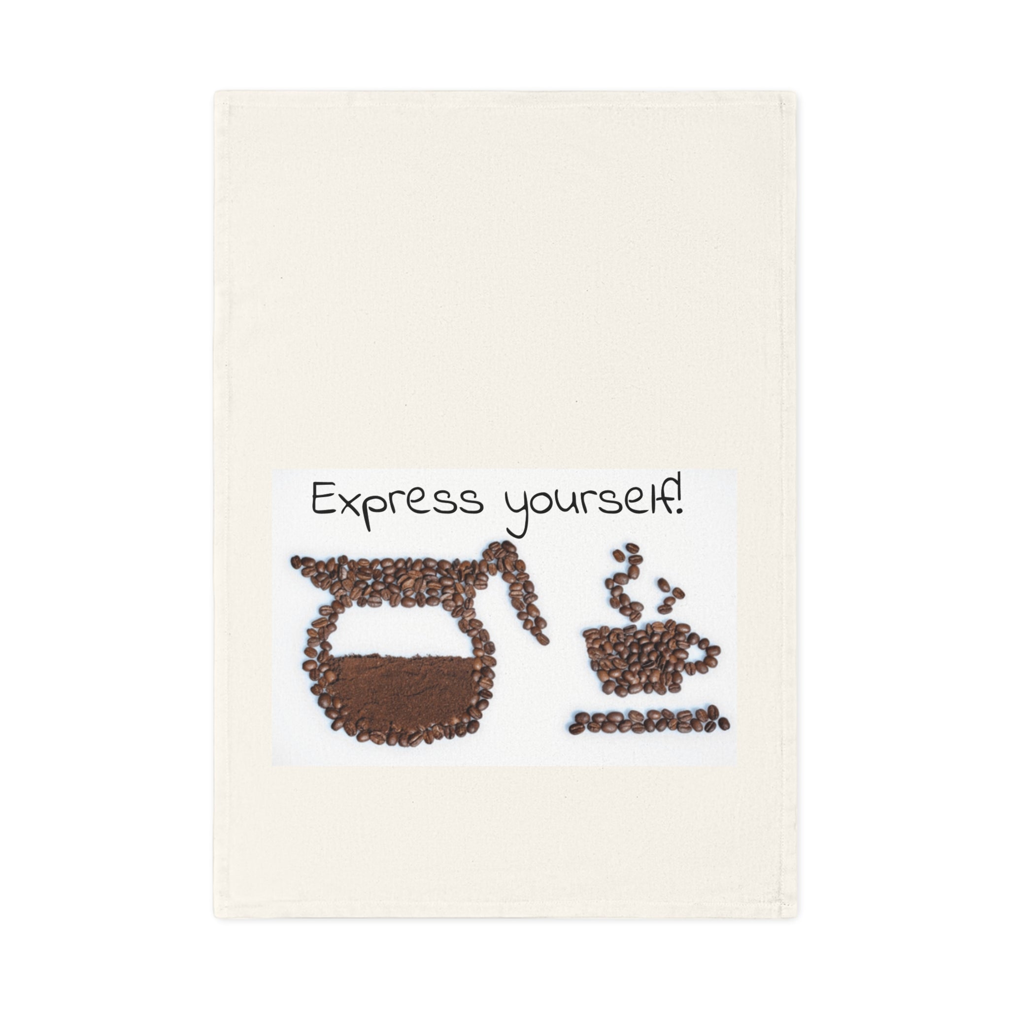 Express Yourself Cotton Tea Towel | Kitchen Decor, Gift for Coffee Lovers, Home Accessories, Unique Hostess Gift, Fun Cooking Supplies