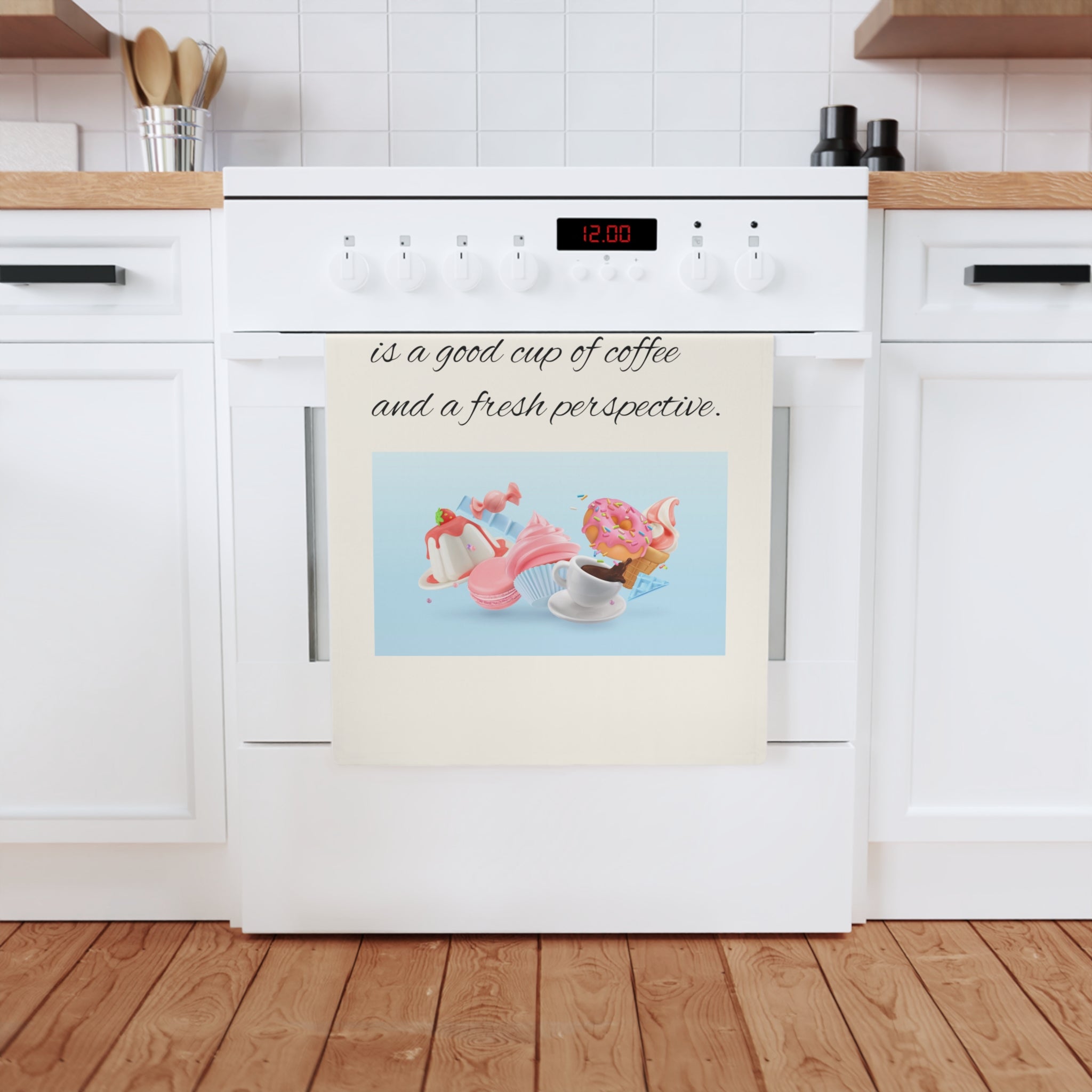 Charming Cotton Tea Towel, Perfect for Coffee Lovers, Kitchen Decor, Gift Idea for Hostess, Home and Living, Inspirational Design