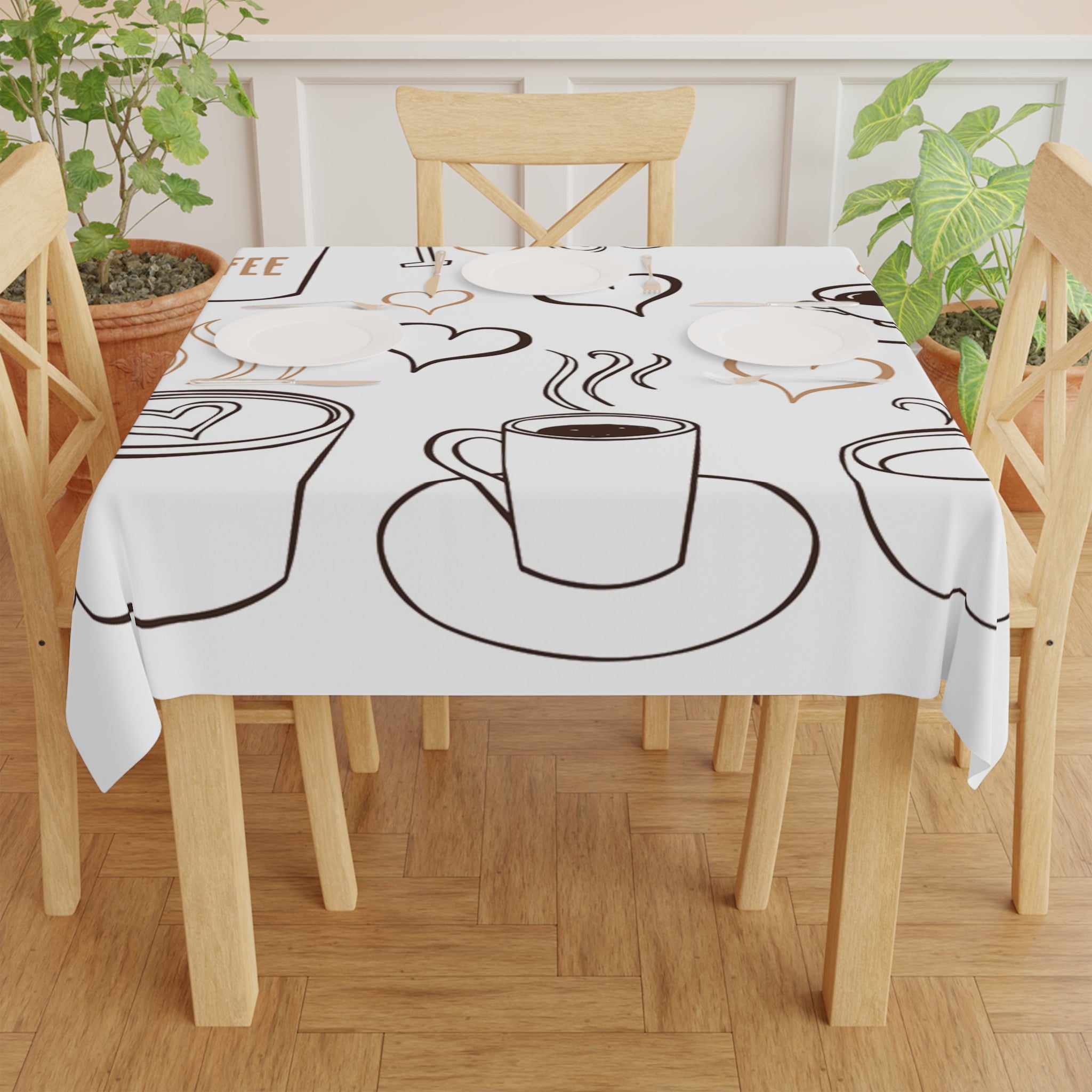 Coffee Lover's Tablecloth - Cozy Dining Decor for Coffee Enthusiasts, Kitchen Table Cover, Gift for Coffee Lovers, Cafe Style Table [...]