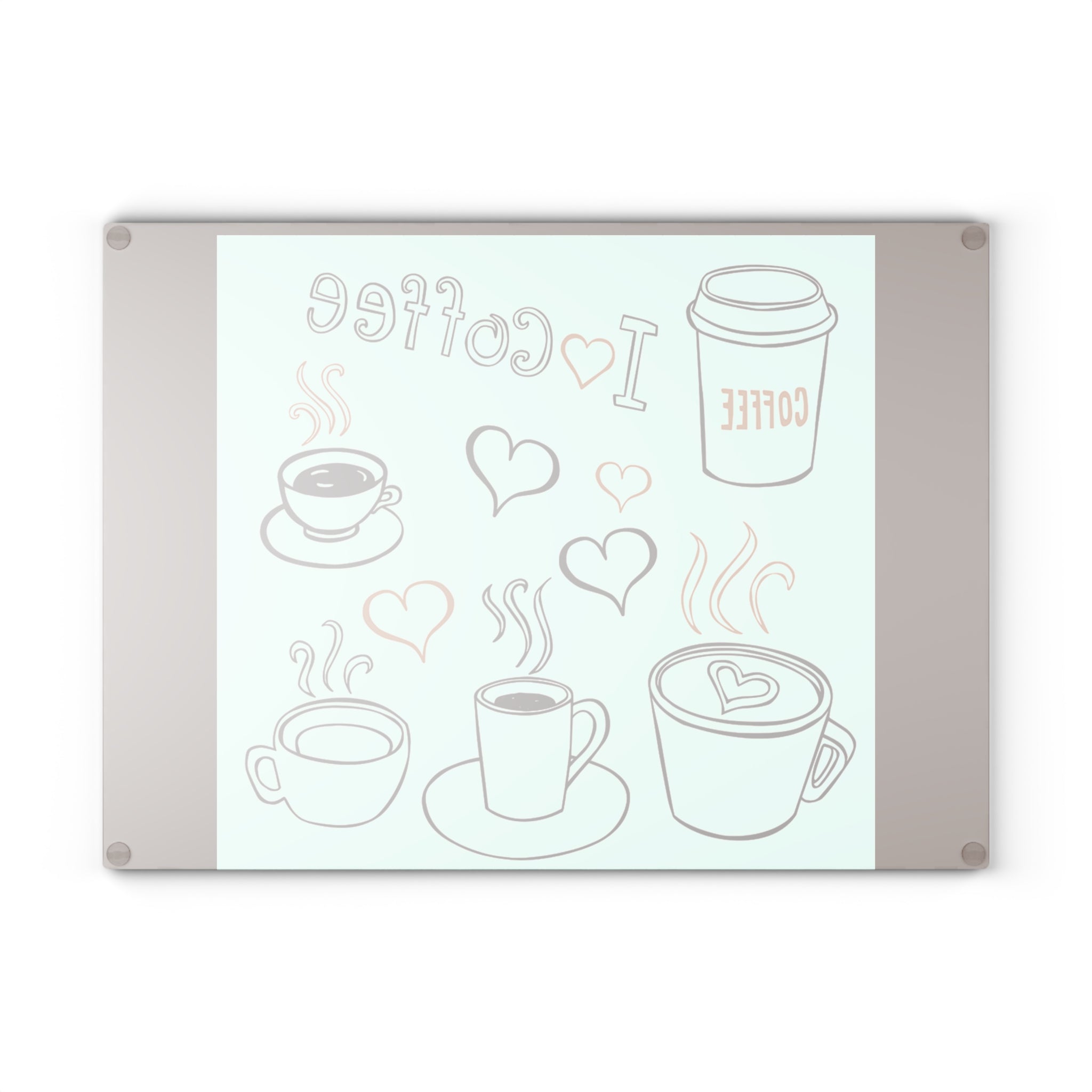 Coffee Lovers Glass Cutting Board, Kitchen Decor, Unique Gift, Foodie Gift, Coffee Station Organizer